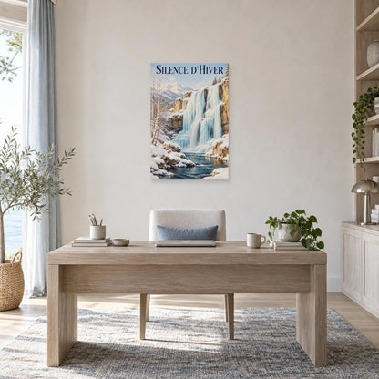 Affiche Cascade de glace – Silence d’hiver dans un bureau - Art Virtuoso