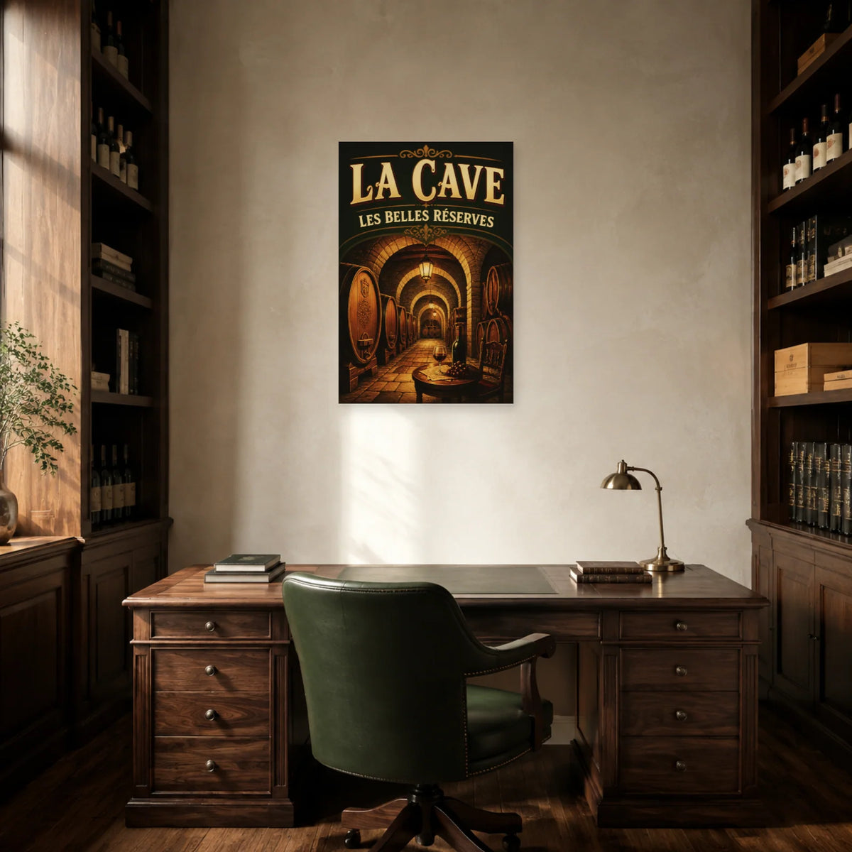 Affiche La cave, les belles réserves dans un bureau - Art Virtuoso