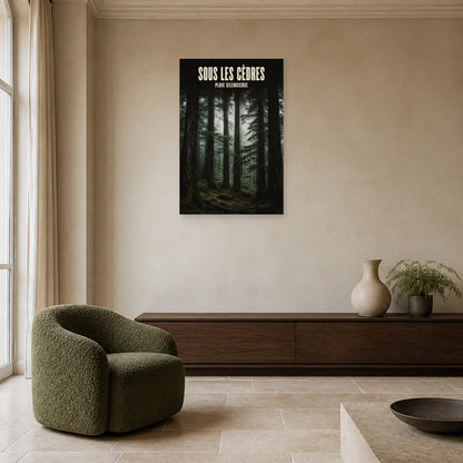 Affiche Sous les cèdres – Pluie silencieuse dans un salon - Art Virtuoso