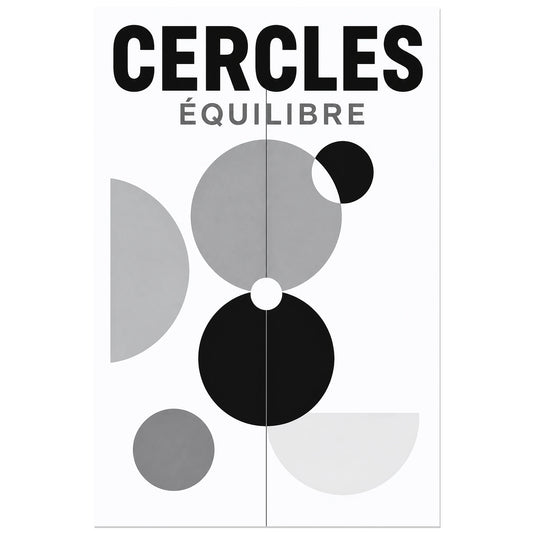 Affiche Cercles – Équilibre, sérigraphie géométrique contemporaine verticale, format 30 × 45 cm