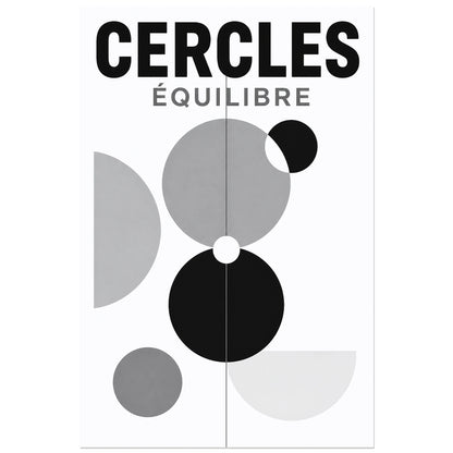 Affiche Cercles – Équilibre, sérigraphie géométrique contemporaine verticale, format 60 × 90 cm