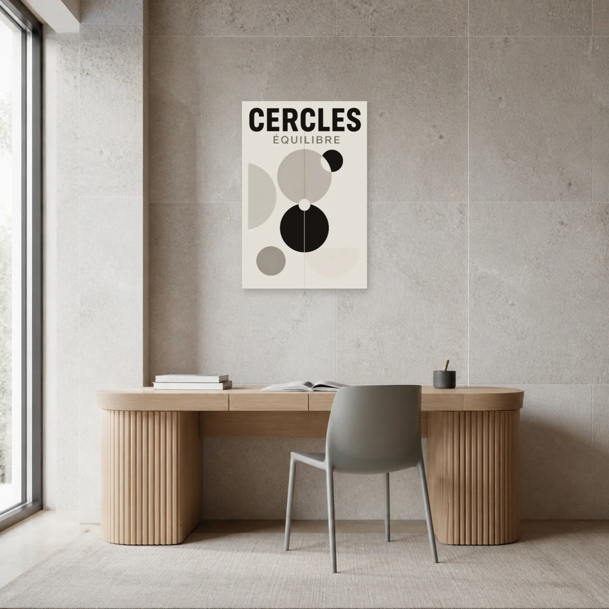 Affiche Cercles – Équilibre dans un bureau - Art Virtuoso