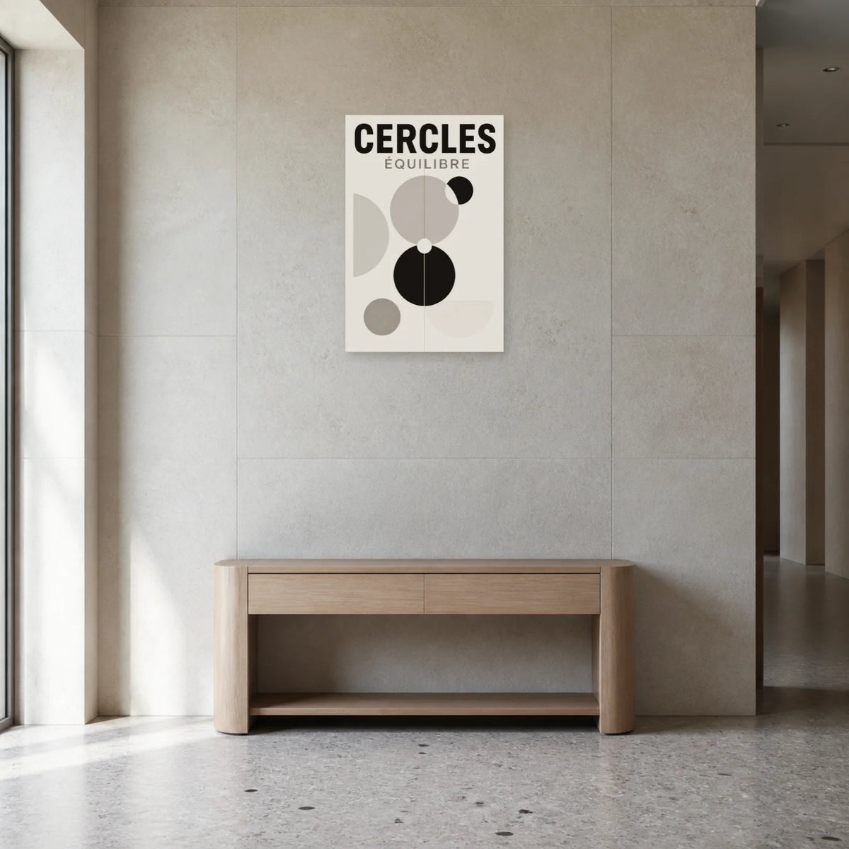Affiche Cercles – Équilibre dans une entrée ou un couloir - Art Virtuoso