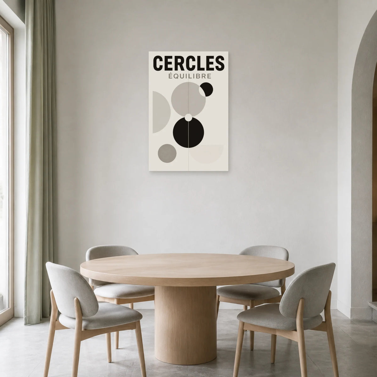 Affiche Cercles – Équilibre dans une salle à manger - Art Virtuoso