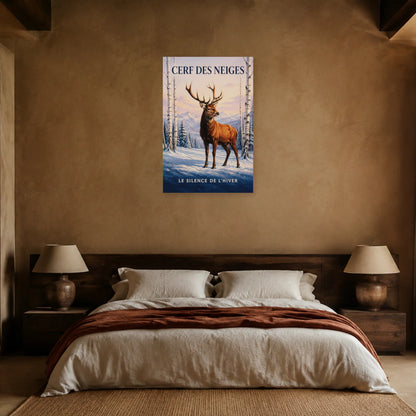 Affiche Cerf des neiges, le silence de l’hiver dans une chambre - Art Virtuoso