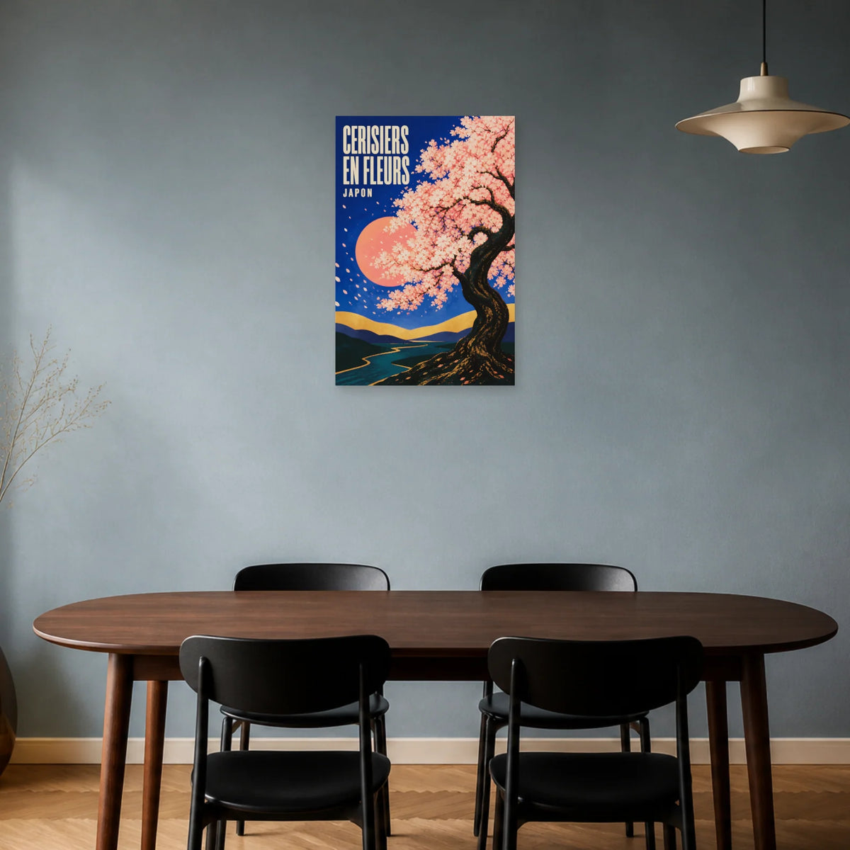 Affiche Cerisiers en Fleurs – Japon dans une salle à manger - Art Virtuoso