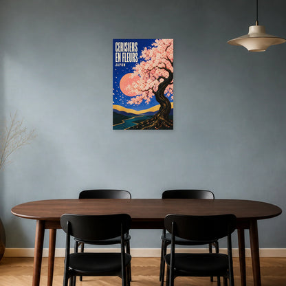 Affiche Cerisiers en Fleurs – Japon dans une salle à manger - Art Virtuoso