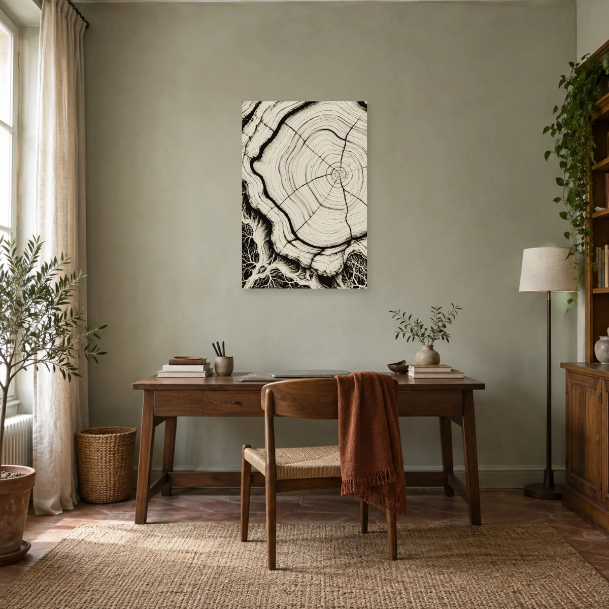 Affiche Cernes du bois – Ondes noires dans un bureau - Art Virtuoso