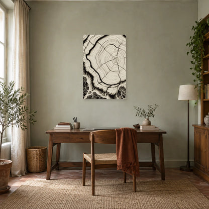 Affiche Cernes du bois – Ondes noires dans un bureau - Art Virtuoso