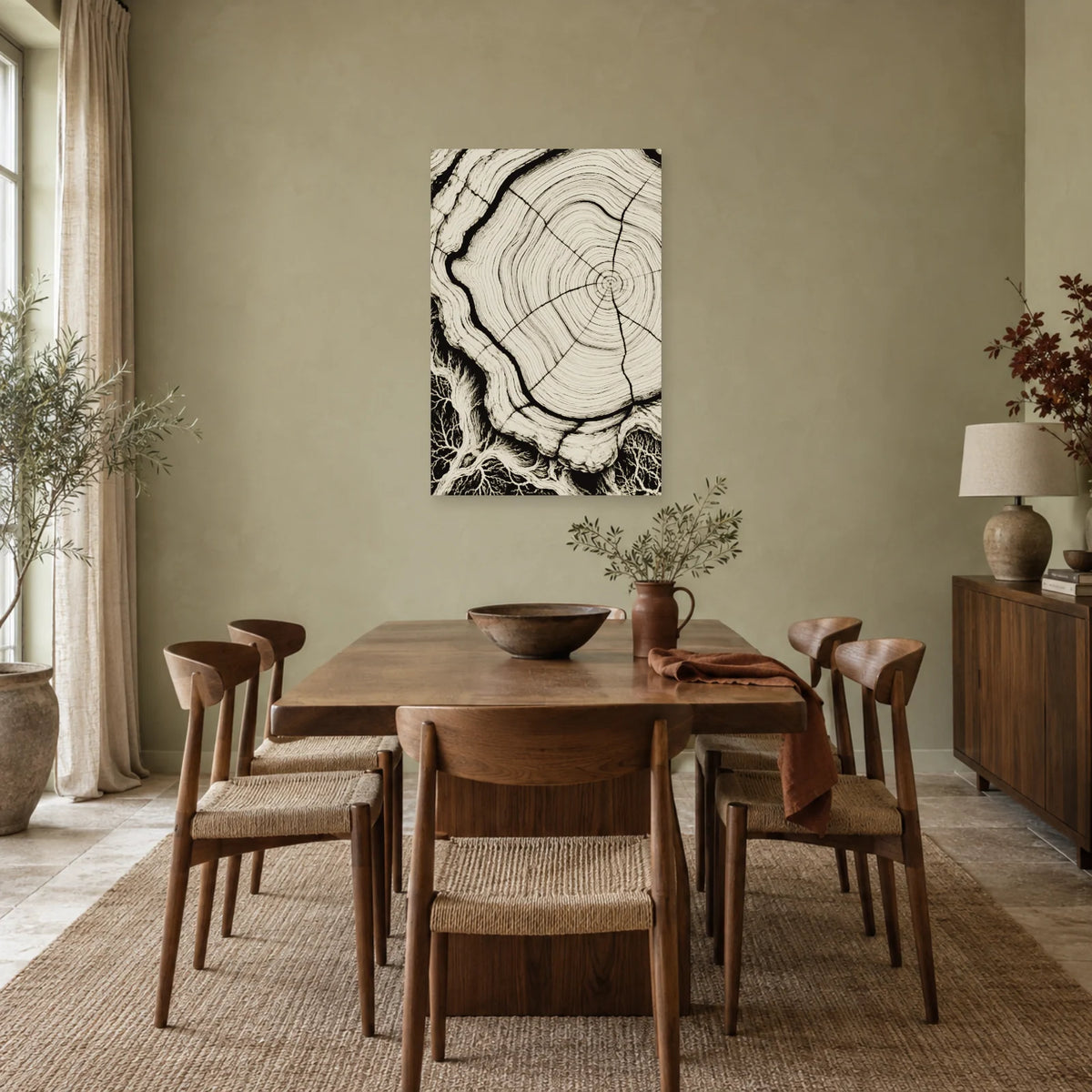 Affiche Cernes du bois – Ondes noires dans une salle à manger - Art Virtuoso