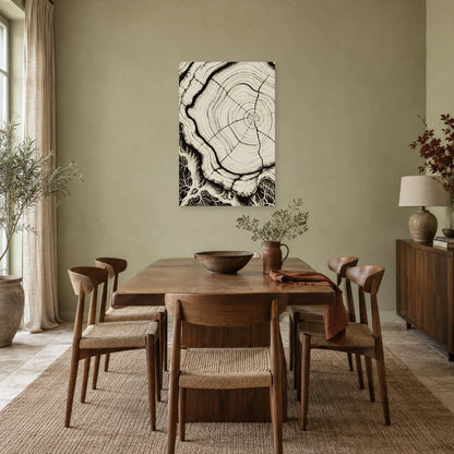 Affiche Cernes du bois – Ondes noires dans une salle à manger - Art Virtuoso