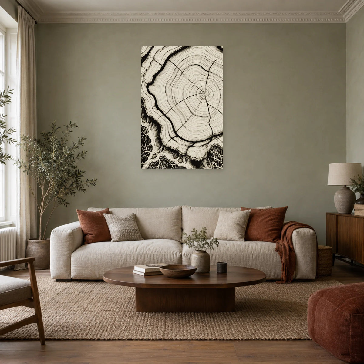 Affiche Cernes du bois – Ondes noires dans un salon - Art Virtuoso