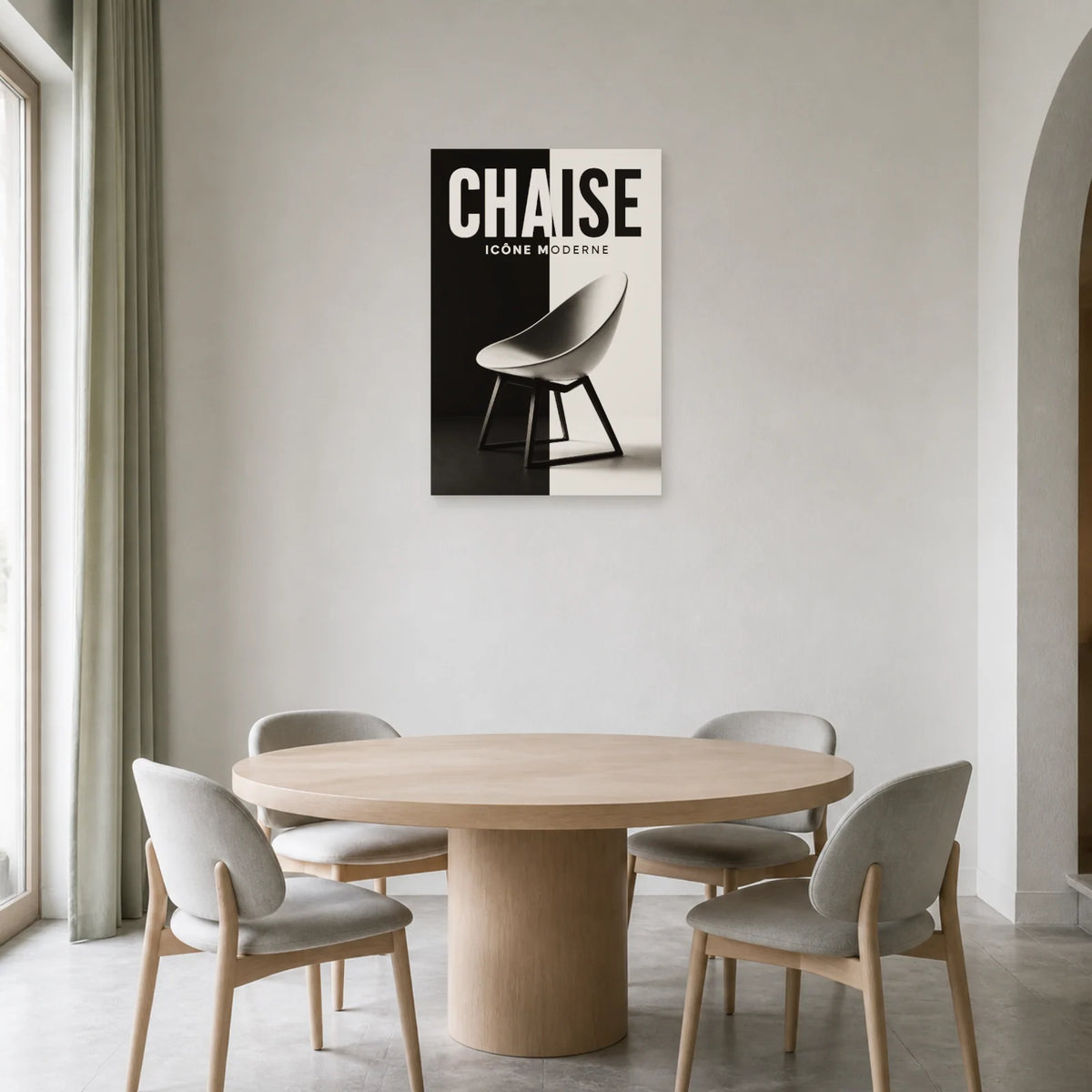 Affiche Chaise – Icône Moderne dans une salle à manger - Art Virtuoso