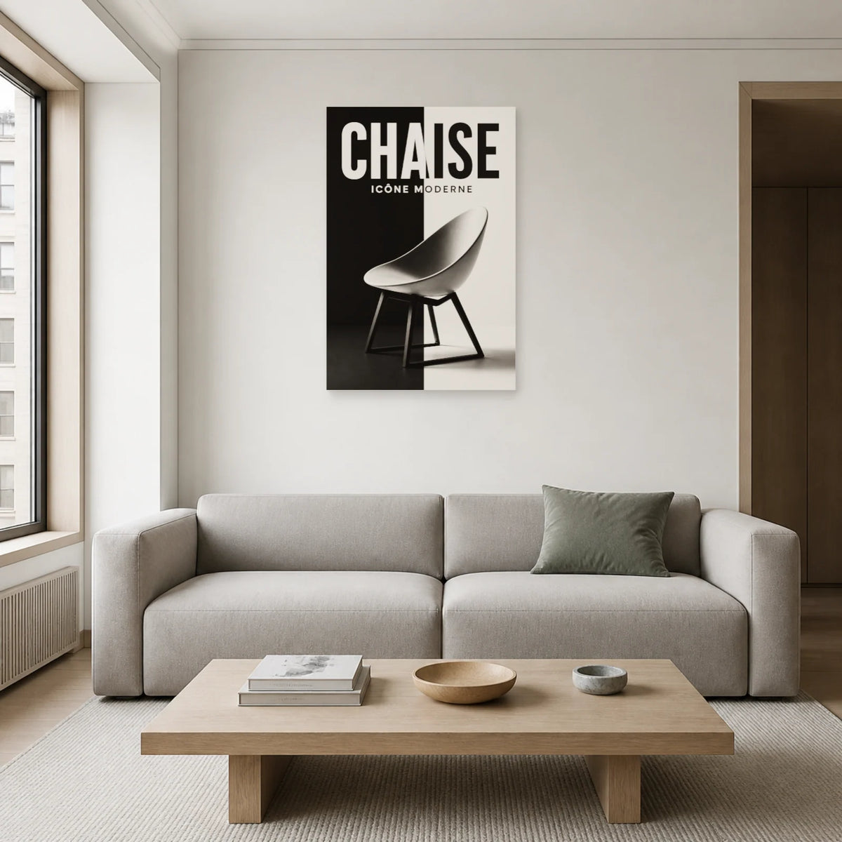 Affiche Chaise – Icône Moderne dans un salon - Art Virtuoso