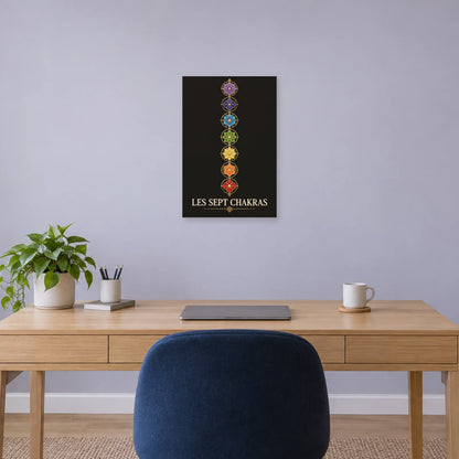 Affiche Chakras - Sept fleurs verticales dans un bureau - Art Virtuoso