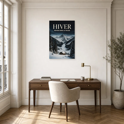 Affiche Hiver - Refuge dans la vallée dans un bureau - Art Virtuoso
