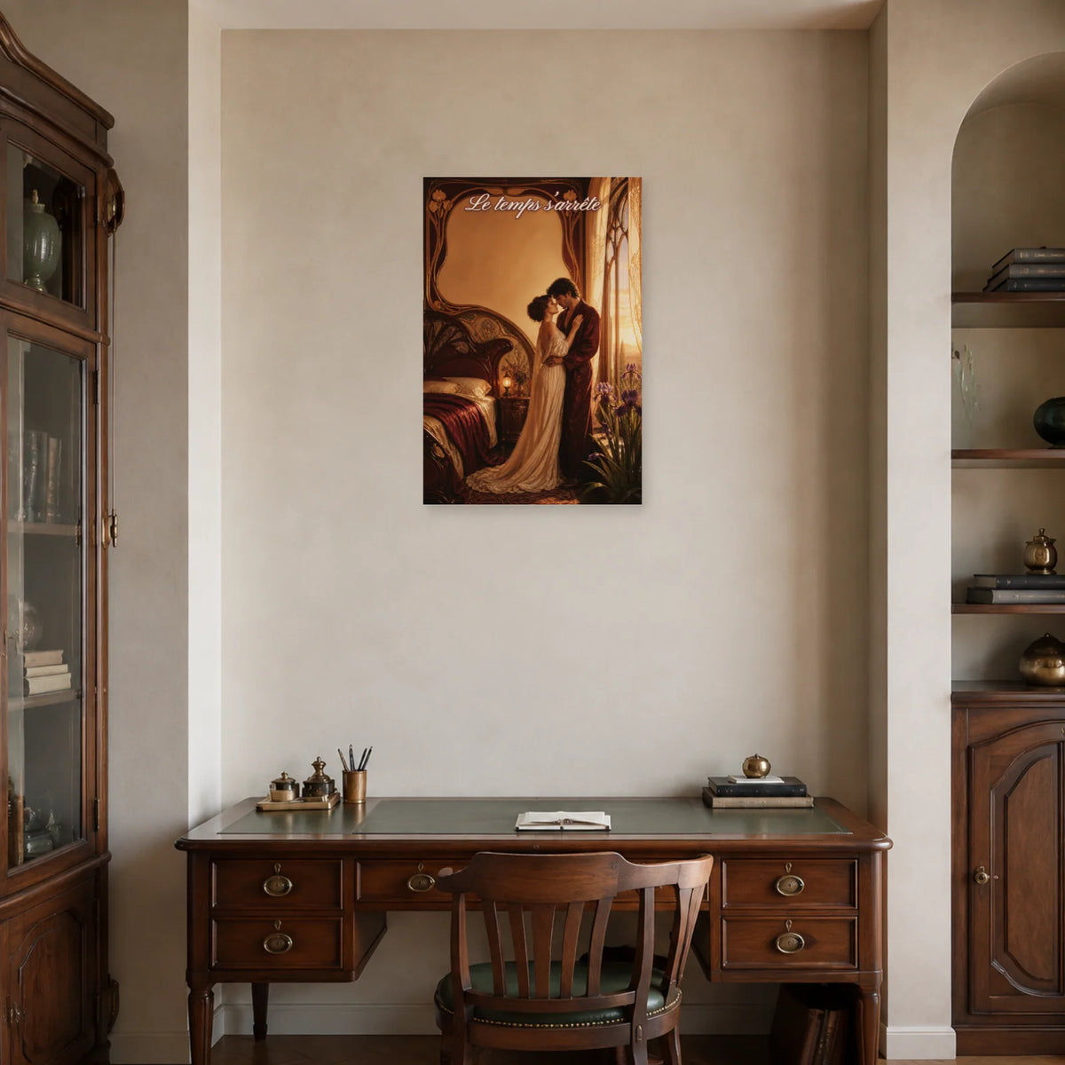Affiche Le temps s’arrête - Chambre romantique dans un bureau - Art Virtuoso