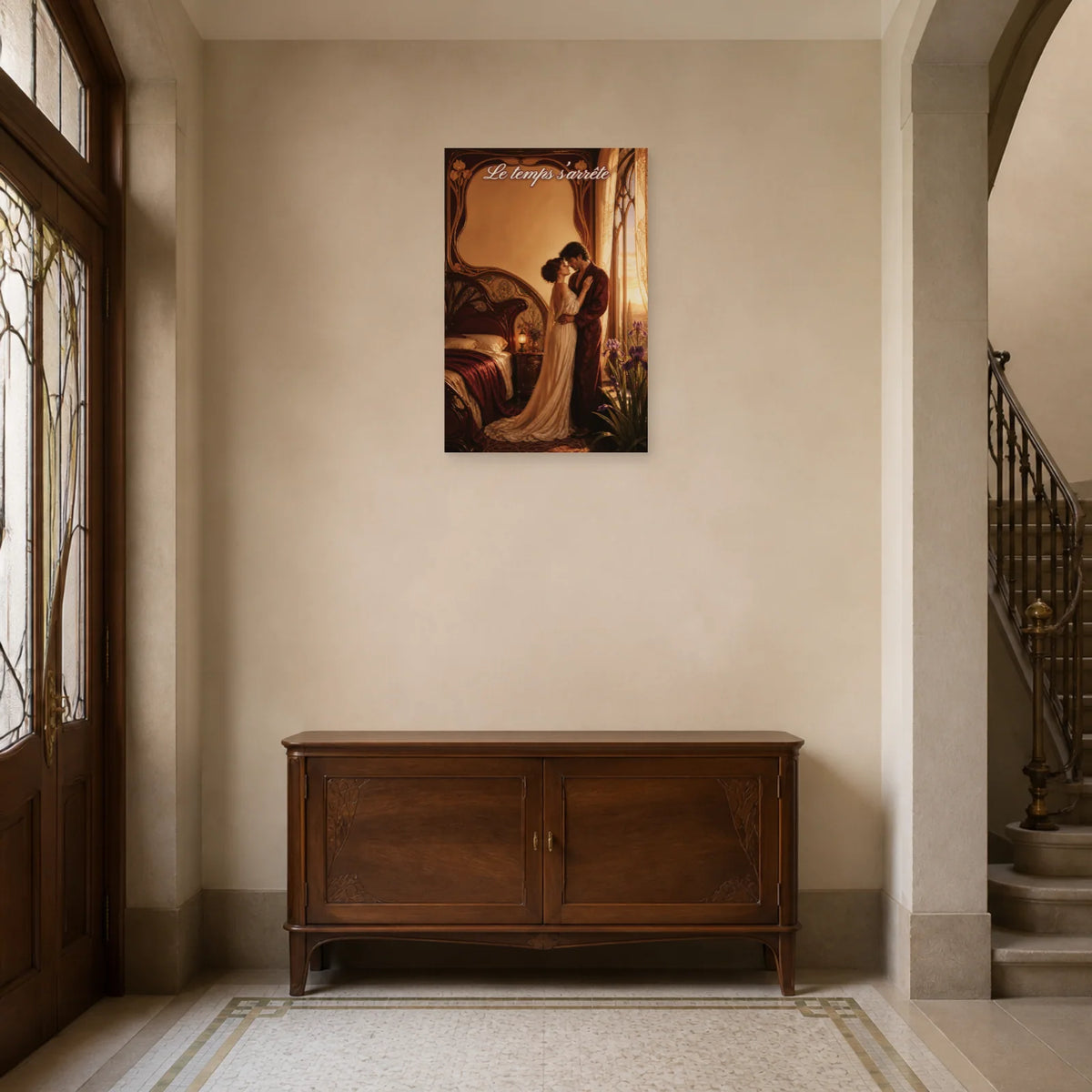 Affiche Le temps s’arrête - Chambre romantique dans une entrée ou un couloir - Art Virtuoso
