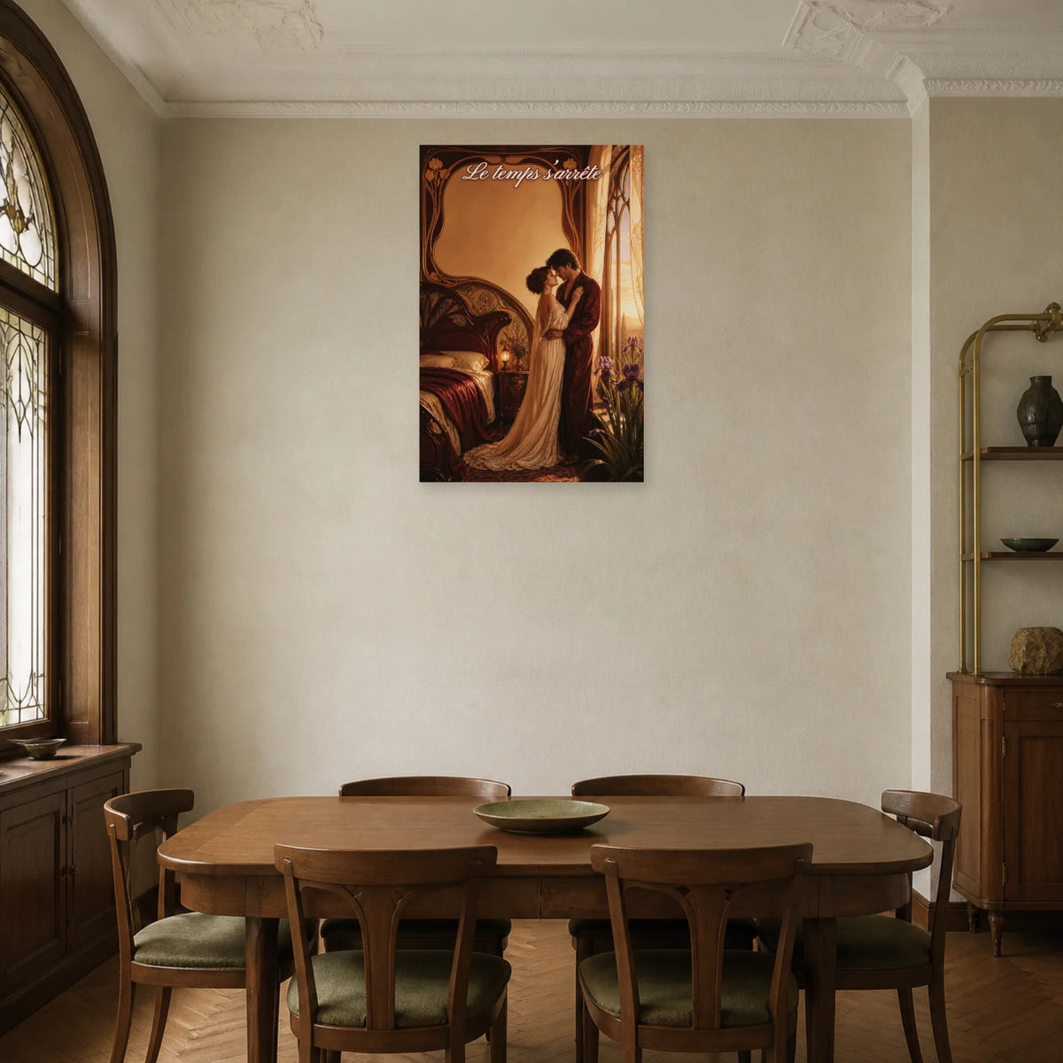 Affiche Le temps s’arrête - Chambre romantique dans une salle à manger - Art Virtuoso