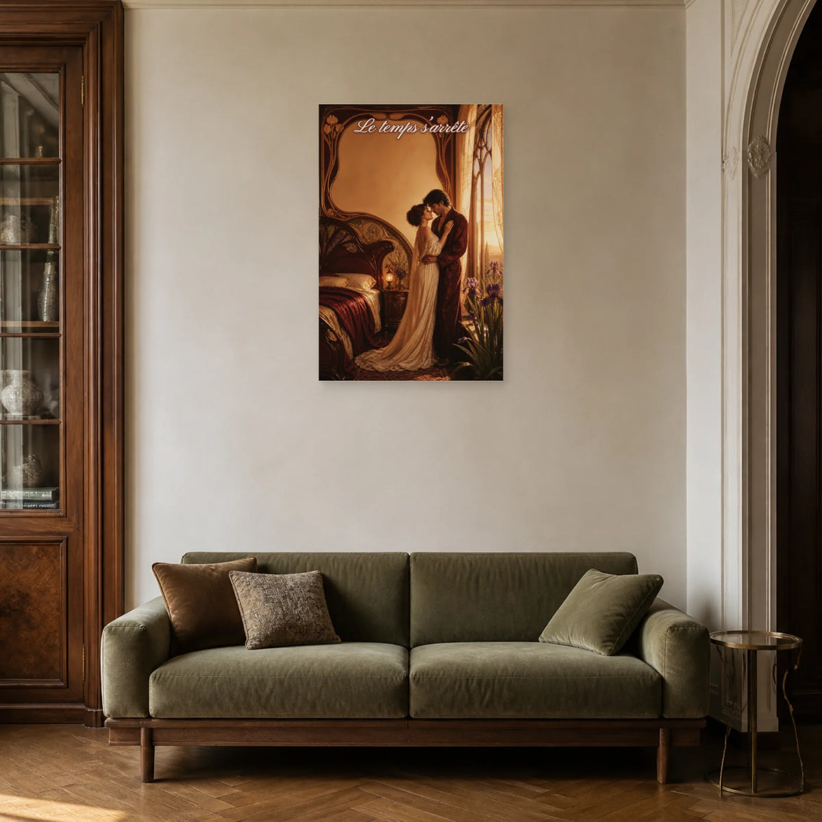 Affiche Le temps s’arrête - Chambre romantique dans un salon - Art Virtuoso