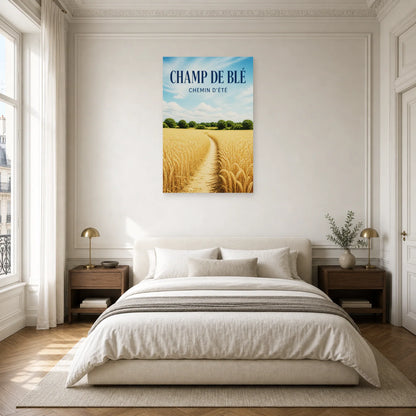 Affiche Champ de blé - Chemin d'été dans une chambre - Art Virtuoso