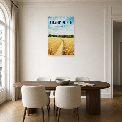 Affiche Champ de blé - Chemin d'été dans une salle à manger - Art Virtuoso