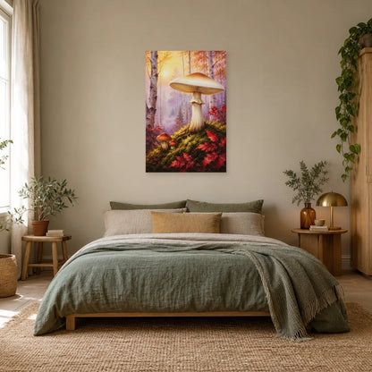 Affiche Champignons – Clairière de brume dans une chambre - Art Virtuoso
