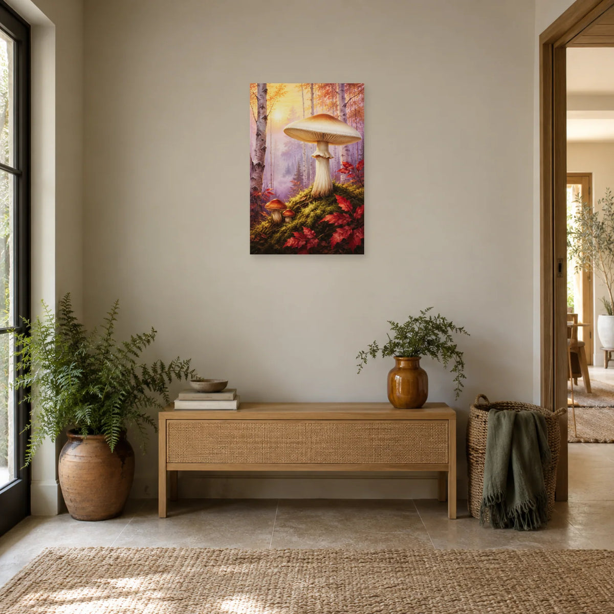 Affiche Champignons – Clairière de brume dans une entrée ou un couloir - Art Virtuoso