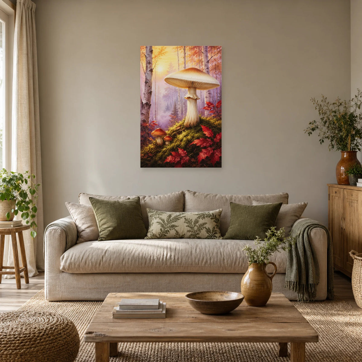 Affiche Champignons – Clairière de brume dans un salon - Art Virtuoso
