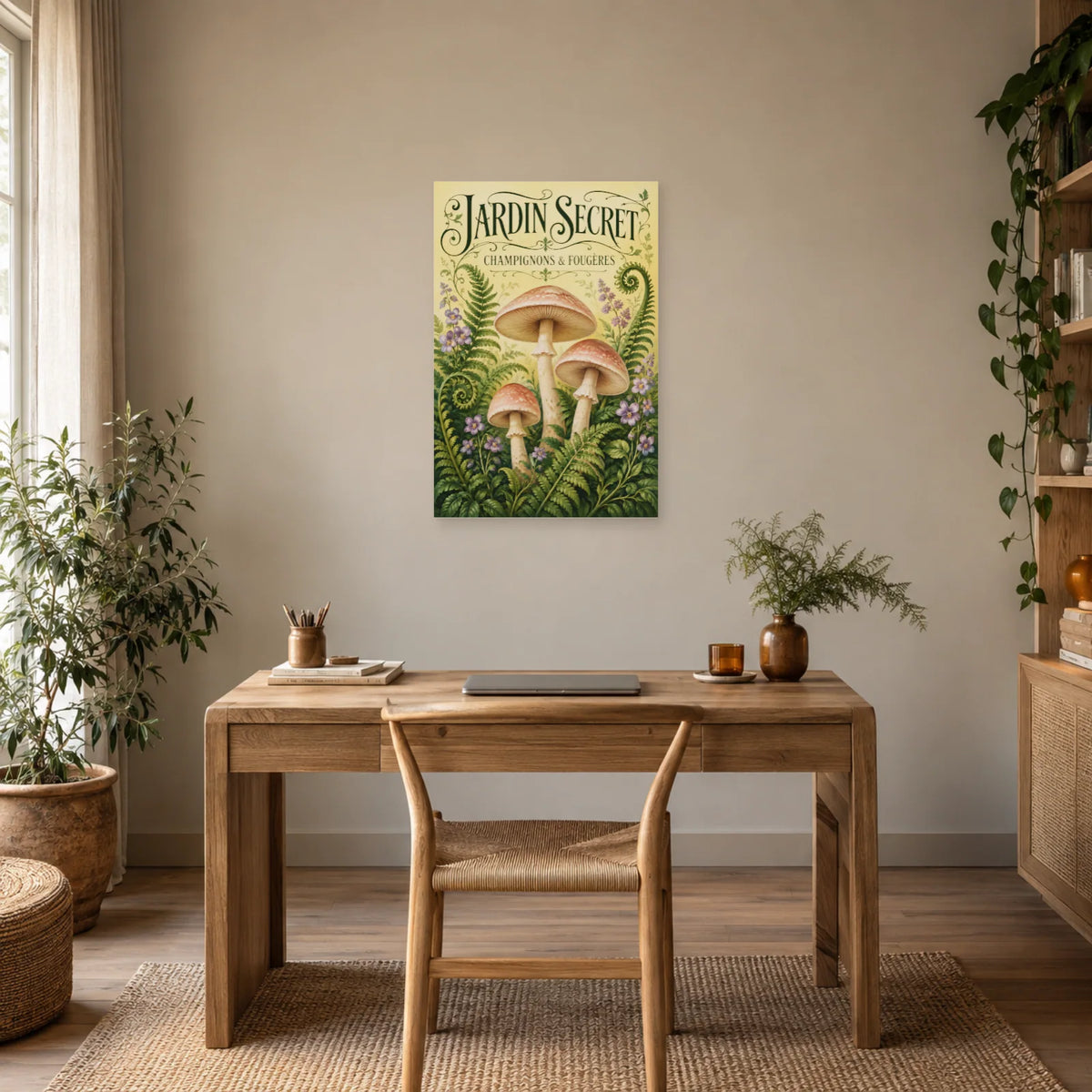 Affiche Champignons et fougères – Jardin secret dans un bureau - Art Virtuoso
