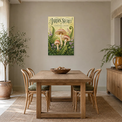 Affiche Champignons et fougères – Jardin secret dans une salle à manger - Art Virtuoso