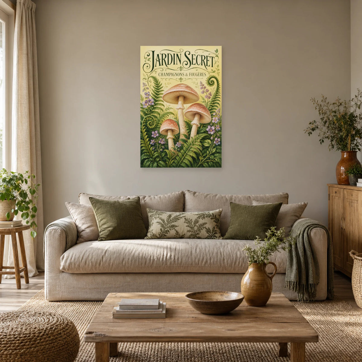 Affiche Champignons et fougères – Jardin secret dans un salon - Art Virtuoso