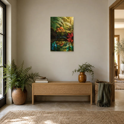Affiche Champignons – Reflets de mousse dans une entrée ou un couloir - Art Virtuoso
