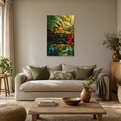 Affiche Champignons – Reflets de mousse dans un salon - Art Virtuoso