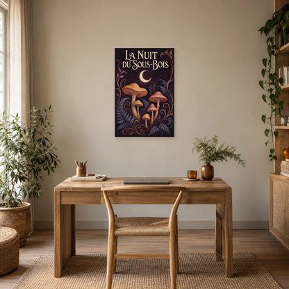 Affiche Champignons – La nuit du sous-bois dans un bureau - Art Virtuoso