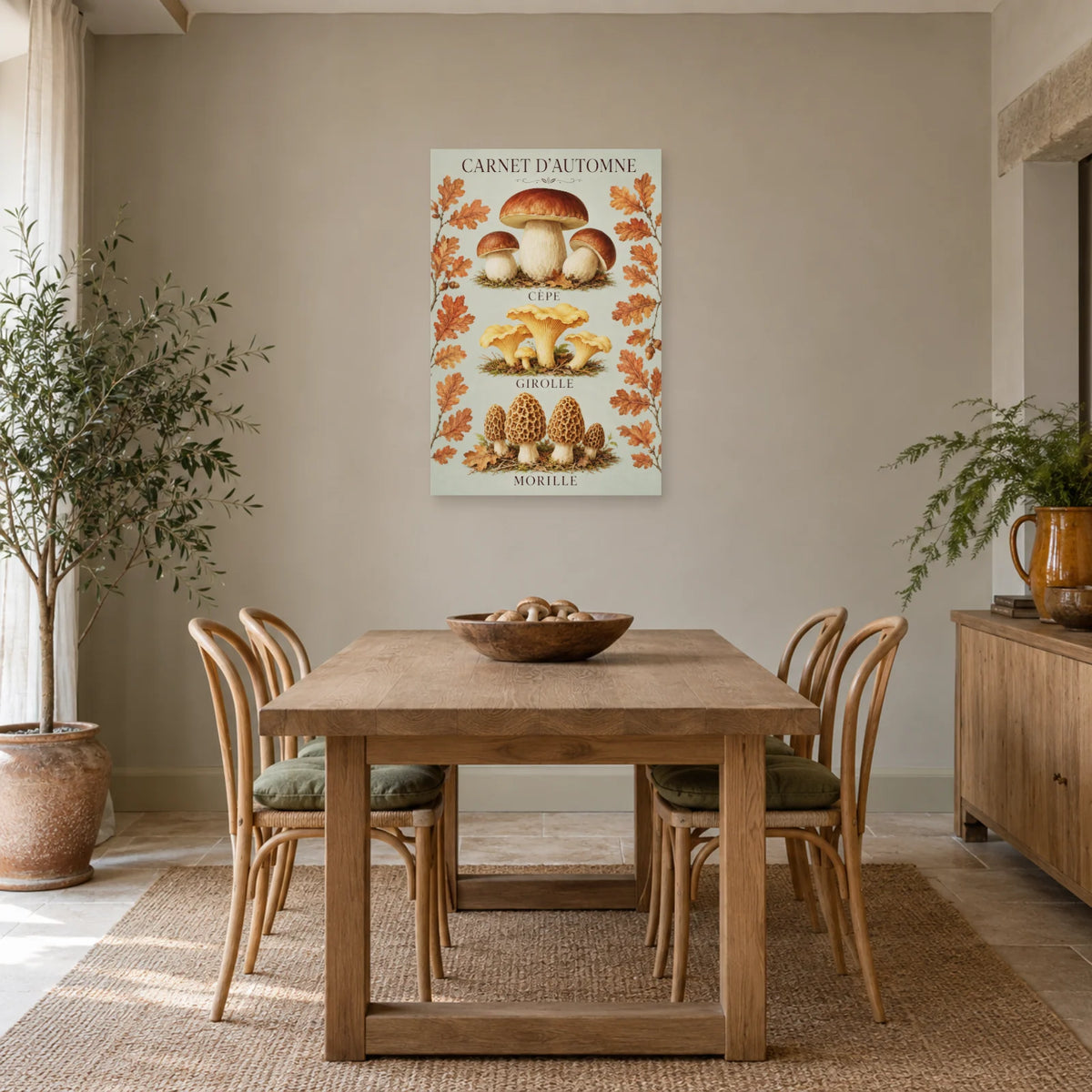 Affiche Champignons – Carnet d’automne dans une salle à manger - Art Virtuoso
