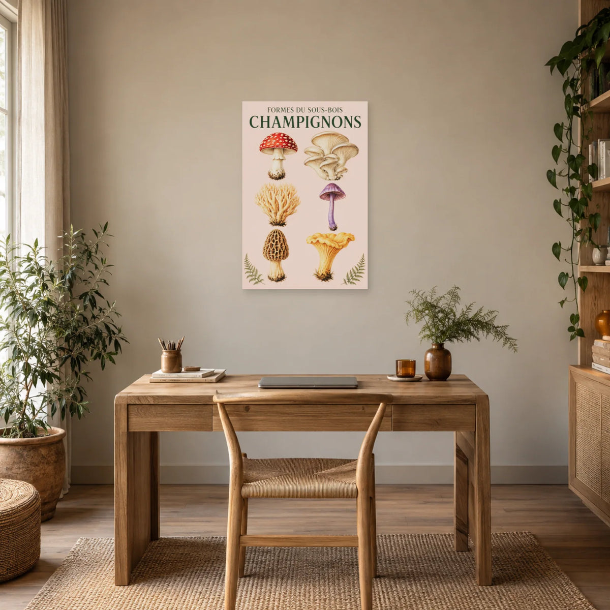Affiche Champignons – Formes du sous-bois dans un bureau - Art Virtuoso