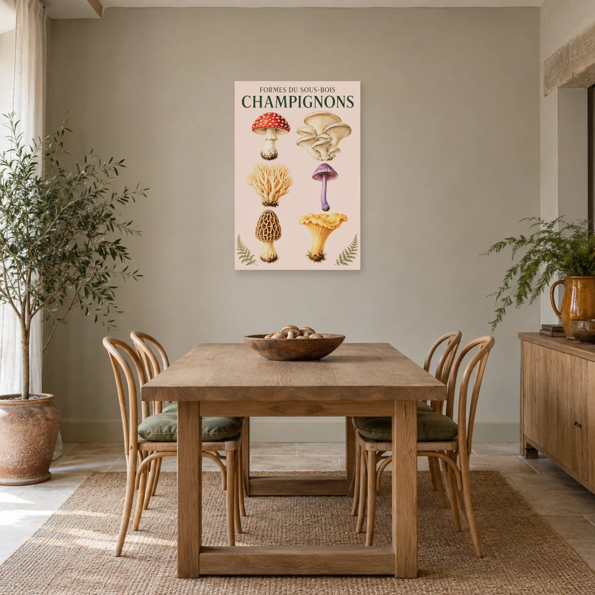 Affiche Champignons – Formes du sous-bois dans une salle à manger - Art Virtuoso