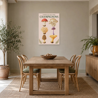 Affiche Champignons – Formes du sous-bois dans une salle à manger - Art Virtuoso