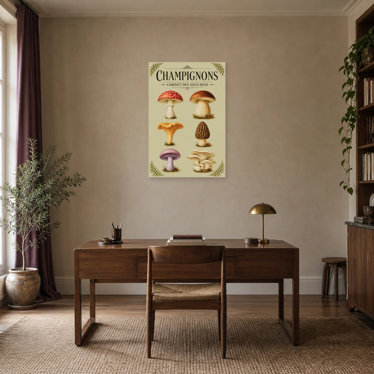 Affiche Champignons – Cabinet des sous-bois dans un bureau - Art Virtuoso