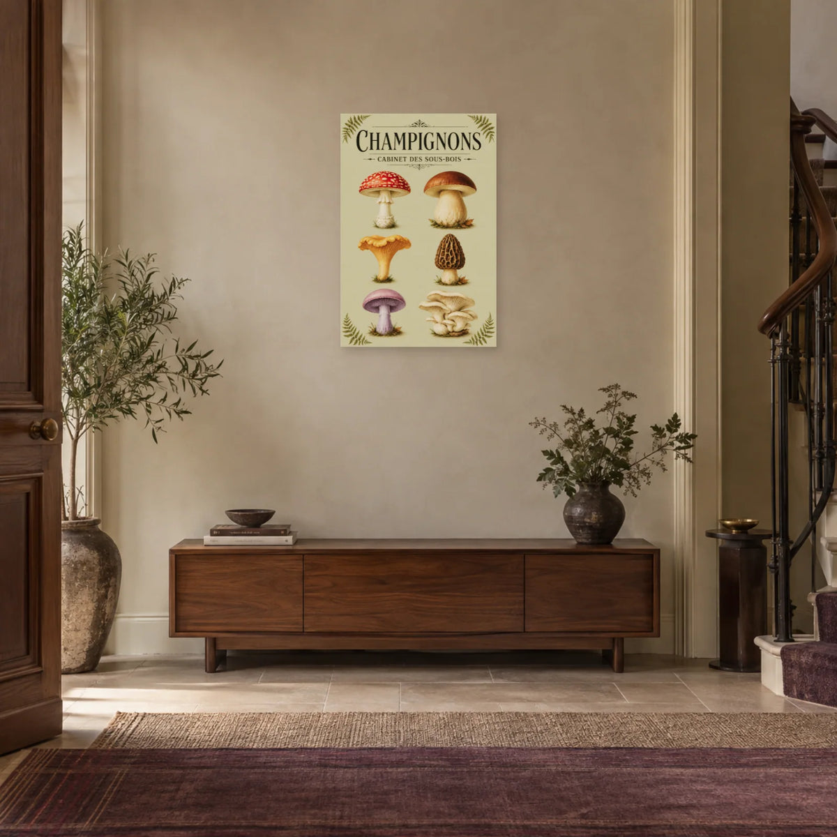 Affiche Champignons – Cabinet des sous-bois dans une entrée ou un couloir - Art Virtuoso