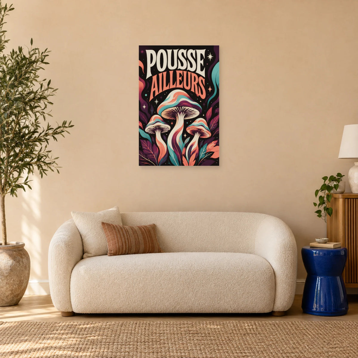 Affiche champignons – Pousse ailleurs dans un salon - Art Virtuoso