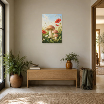 Affiche Champignons – Prairie fleurie dans une entrée ou un couloir - Art Virtuoso
