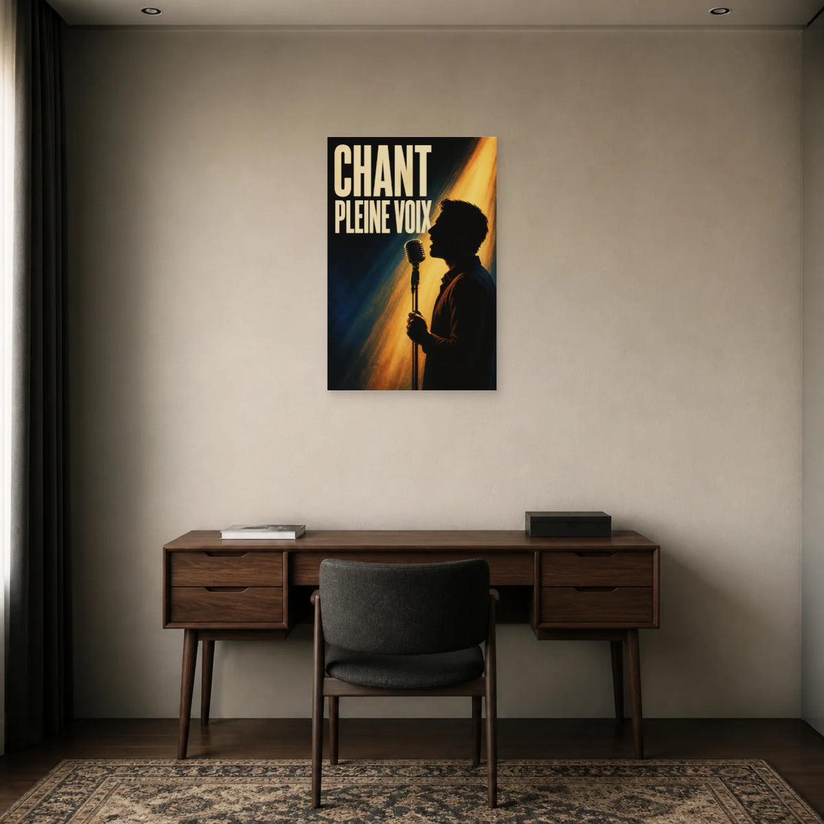 Affiche Chanteur - Pleine voix dans un bureau - Art Virtuoso