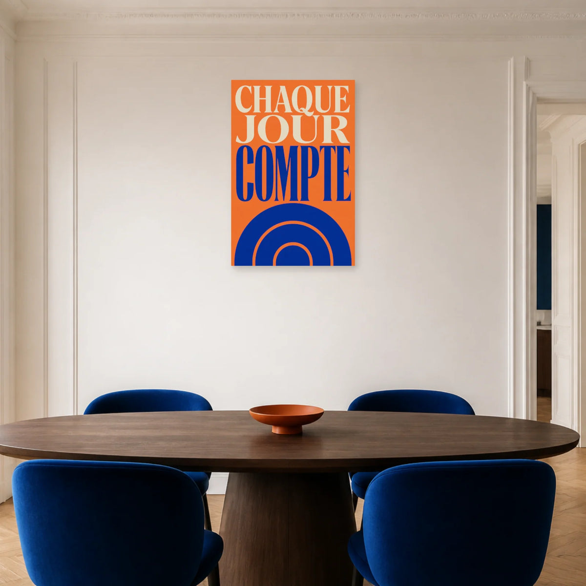 Affiche Chaque jour compte – Soleil en mouvement dans une salle à manger - Art Virtuoso