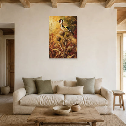 Affiche Chardonneret élégant parmi les chardons dans un salon - Art Virtuoso