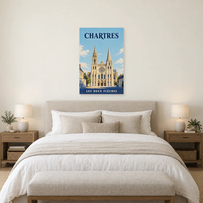 Affiche Chartres - Les deux flèches dans une chambre - Art Virtuoso