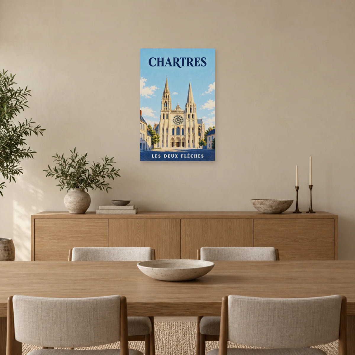 Affiche Chartres - Les deux flèches dans une salle à manger - Art Virtuoso