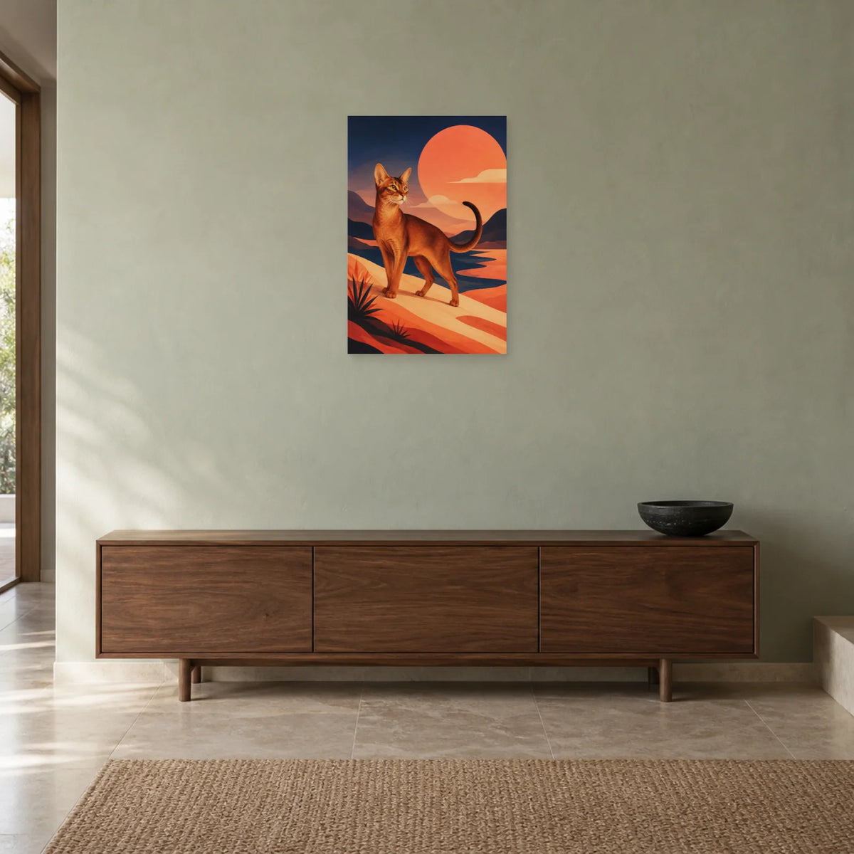 Affiche Chat Abyssin – Élan terracotta dans une entrée ou un couloir - Art Virtuoso