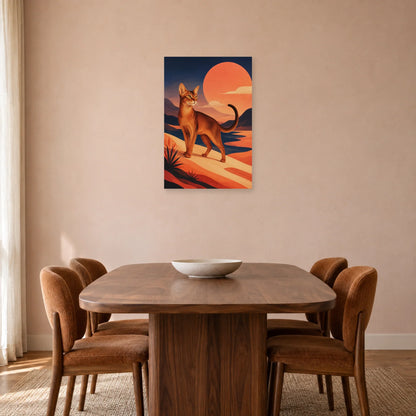 Affiche Chat Abyssin – Élan terracotta dans une salle à manger - Art Virtuoso